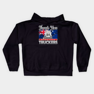 THANK YOU, TRUCKERS - AUSTRALIA FLAG WITH HEARTS - FREEDOM CONVOY CANBERRA - SILVER GRAY LETTER DESIGN Kids Hoodie